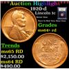 Image 1 : ***Auction Highlight*** 1920-d Lincoln Cent 1c Graded Choice+ Unc RD By USCG (fc)