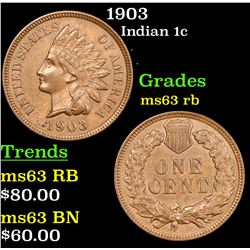 1903 Indian Cent 1c Grades Select Unc RB
