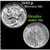 Image 1 : 1942-p Mercury Dime 10c Grades Select Unc+ FSB