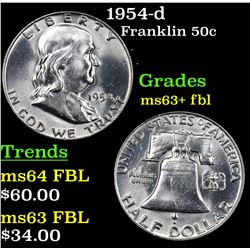 1954-d Franklin Half Dollar 50c Grades Select Unc+ FBL