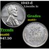Image 1 : 1943-d Lincoln Cent 1c Grades GEM+ Unc