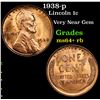 Image 1 : 1938-p Lincoln Cent 1c Grades Choice+ Unc RB