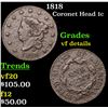 Image 1 : 1818 Coronet Head Large Cent 1c Grades vf details