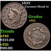 Image 1 : 1832 Coronet Head Large Cent 1c Grades vf+