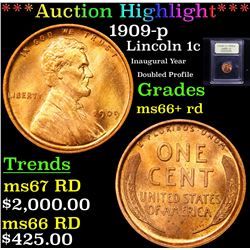 ***Auction Highlight*** 1909-p Lincoln Cent 1c Graded GEM++ RD By USCG (fc)