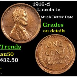 1916-d Lincoln Cent 1c Grades AU Details