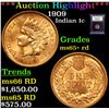 Image 1 : ***Auction Highlight*** 1909 Indian Cent 1c Graded Gem+ Unc RD By USCG (fc)