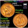 Image 1 : ***Auction Highlight*** 1903 Indian Cent 1c Graded Gem+ Unc RD By USCG (fc)