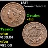 Image 1 : 1837 Coronet Head Large Cent 1c Grades vf+