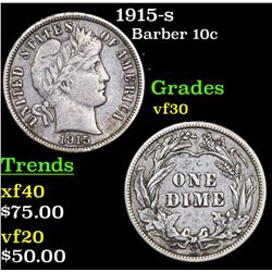1915-s Barber Dime 10c Grades vf++
