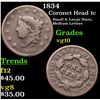 Image 1 : 1834 Coronet Head Large Cent 1c Grades vg+
