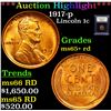 Image 1 : ***Auction Highlight*** 1917-p Lincoln Cent 1c Graded Gem+ Unc RD By USCG (fc)