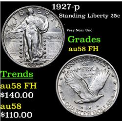 1927-p Standing Liberty Quarter 25c Grades Choice AU/BU Slider FH