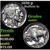 Image 1 : 1936-p Buffalo Nickel 5c Grades GEM+ Unc