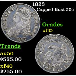 1823 Capped Bust Half Dollar 50c Grades xf+