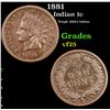 Image 1 : 1881 Indian Cent 1c Grades vf+
