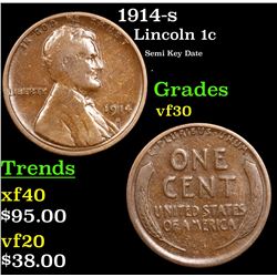 1914-s Lincoln Cent 1c Grades vf++
