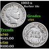 Image 1 : 1902-s Barber Dime 10c Grades vf+