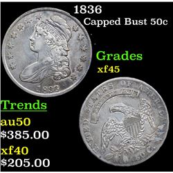1836 Capped Bust Half Dollar 50c Grades xf+