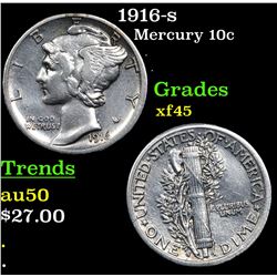 1916-s Mercury Dime 10c Grades xf+