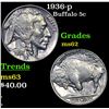 Image 1 : 1936-p Buffalo Nickel 5c Grades Select Unc