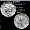 Image 1 : 1939-p Mercury Dime 10c Grades Choice AU/BU Slider