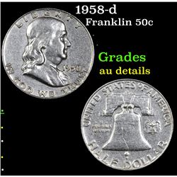 1958-d Franklin Half Dollar 50c Grades AU Details
