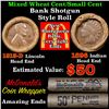 Image 1 : Mixed small cents 1c orig shotgun roll,1913-d Wheat Cent,1896 Indian Cent other end