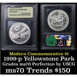 1999-p Yellowstone Modern Commem Dollar $1 Grades ms70, Perfection