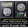Image 1 : 1999-p Yellowstone Modern Commem Dollar $1 Grades ms70, Perfection