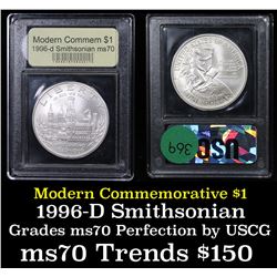 1996-d Smithsonian Modern Commem Dollar $1 Grades ms70, Perfection