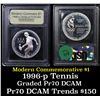 Image 1 : 1996-P Olympics Tennis Modern Commem Dollar $1 Grades GEM++ Proof Deep Cameo