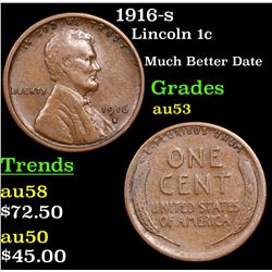 1916-s Lincoln Cent 1c Grades Select AU