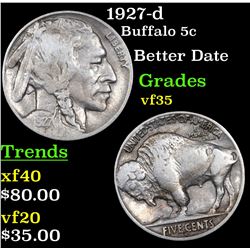 1927-d Buffalo Nickel 5c Grades vf++
