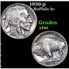 Image 1 : 1936-p Buffalo Nickel 5c Grades xf+