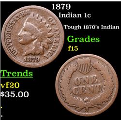 1879 Indian Cent 1c Grades f+