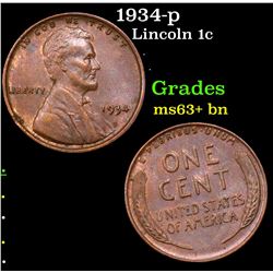 1934-p Lincoln Cent 1c Grades Select+ Unc BN