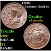 Image 1 : 1830 Coronet Head Large Cent 1c Grades vf details