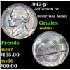 Image 1 : 1942-p Jefferson Nickel 5c Grades GEM++ Unc