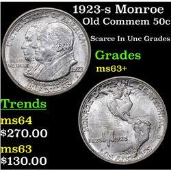 1923-s Monroe Old Commem Half Dollar 50c Grades Select+ Unc