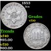 Image 1 : 1853 Three Cent Silver 3cs Grades vf++