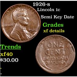 1926-s Lincoln Cent 1c Grades xf details