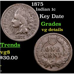 1875 Indian Cent 1c Grades vg details