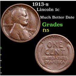 1913-s Lincoln Cent 1c Grades f+