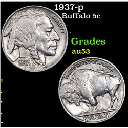 1937-p Buffalo Nickel 5c Grades Select AU