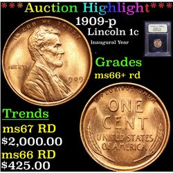 ***Auction Highlight*** 1909-p Lincoln Cent 1c Graded GEM++ RD By USCG (fc)