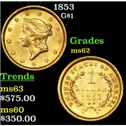 1853 Gold Dollar $1 Grades Select Unc