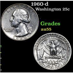 1960-d Washington Quarter 25c Grades Choice AU