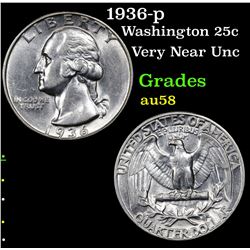 1936-p Washington Quarter 25c Grades Choice AU/BU Slider