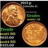 Image 1 : 1913-p Lincoln Cent 1c Grades Choice+ Unc RD